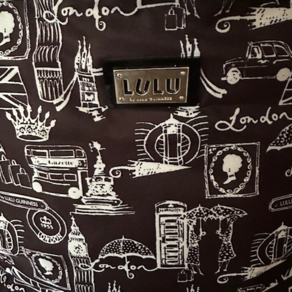 New W/O Tag Lulu Guinness Black with White London Landmarks Shoulder/Tote Bag - Picture 3 of 10